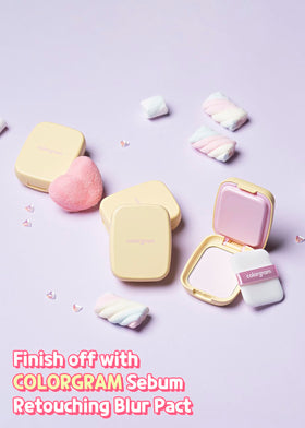 COLORGRAM application with puff demonstrating quick touch-up convenience