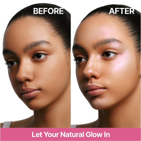 COLORGRAM swatch on skin showing peach-coral shimmer and natural radiance