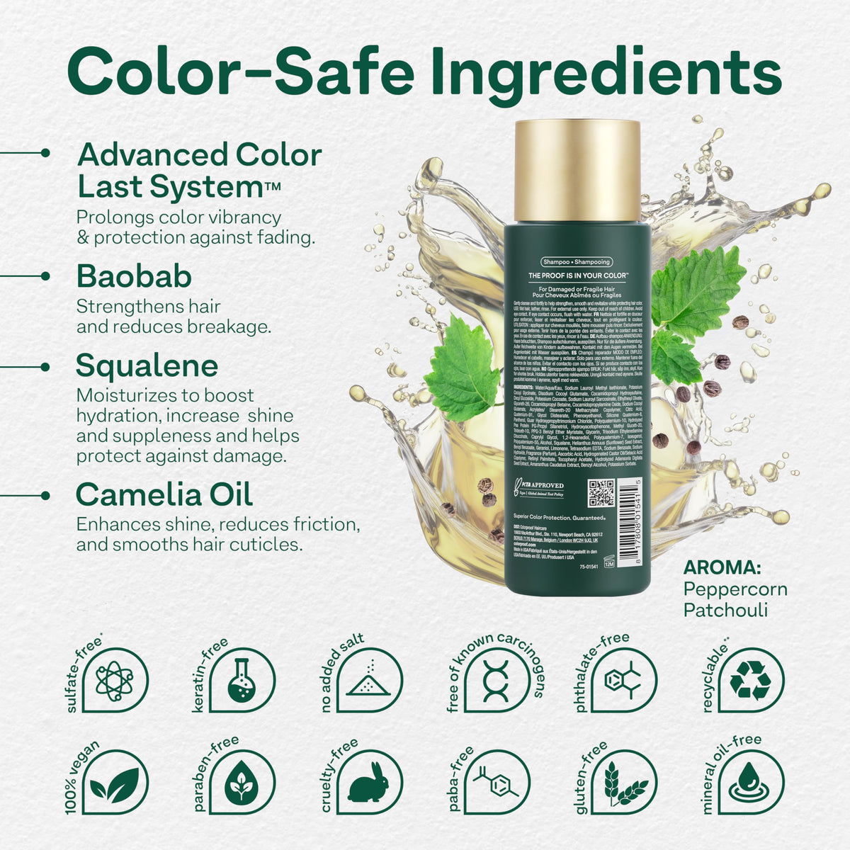 ColorProof bottle close-up highlighting sulfate-free formula benefits