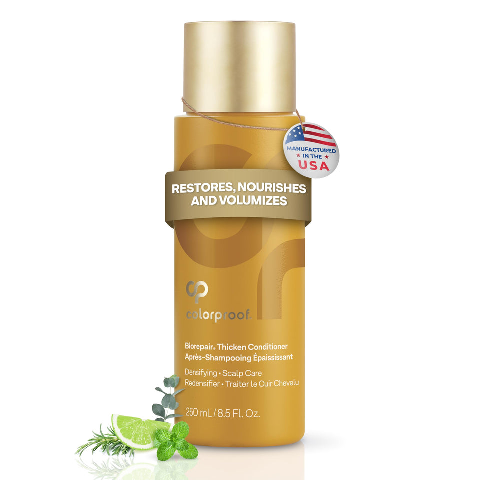ColorProof front packaging showing bottle and benefits for fuller-looking hair