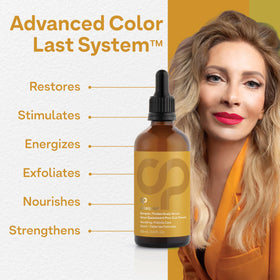 ColorProof product label close-up listing active ingredients, clarifies nourishing formula benefit