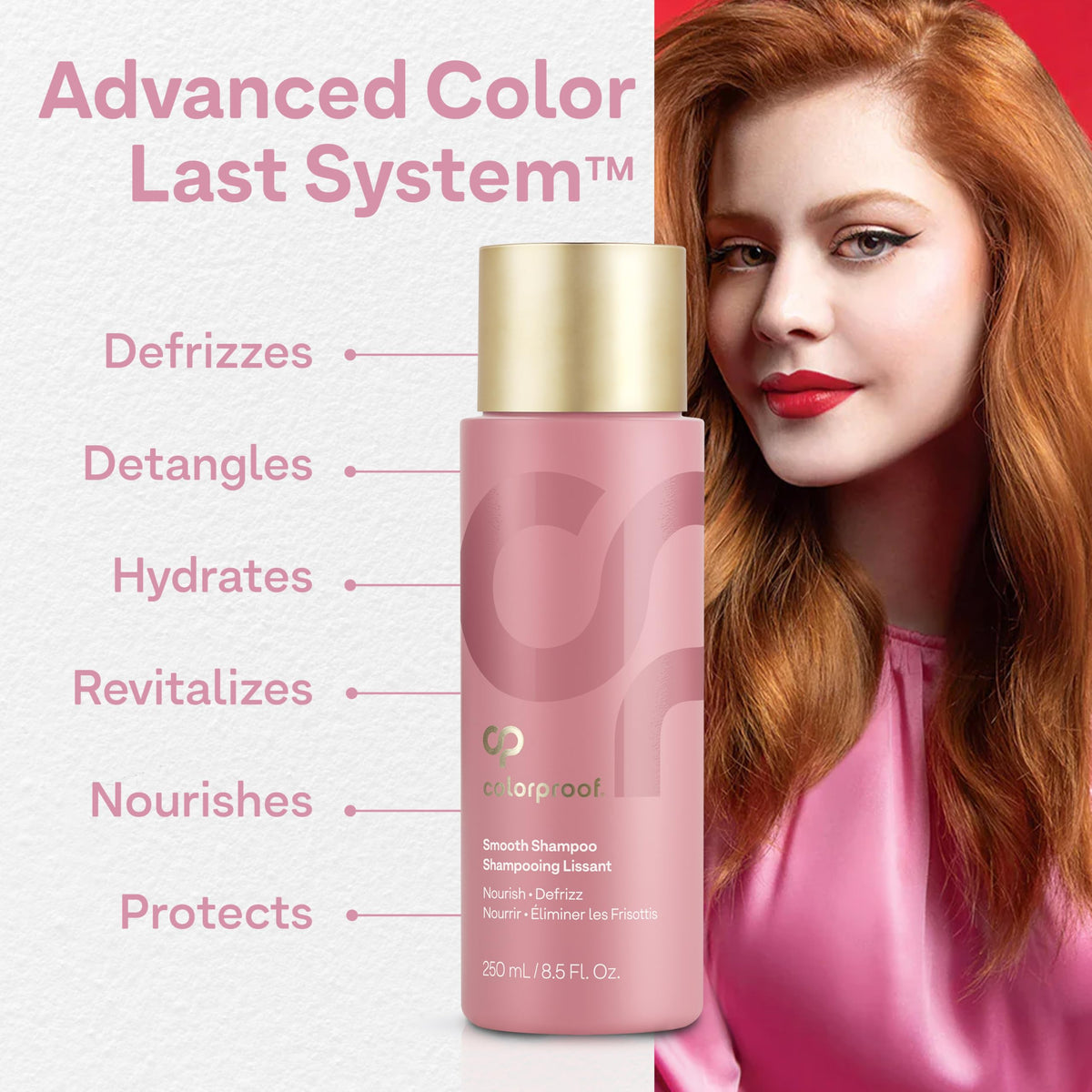 Colorproof conditioner applied to wet hair demonstrating detangling action