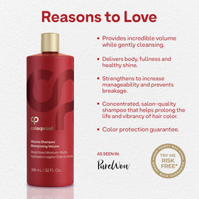 ColorProof rich lather close-up demonstrating foamy cleansing benefit for buildup removal