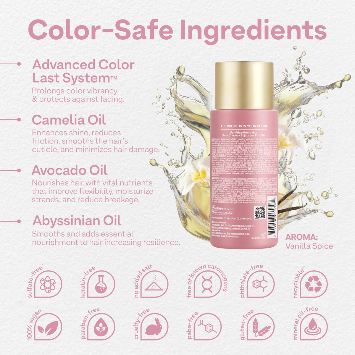 ColorProof label close-up highlighting product name and color-protect claims