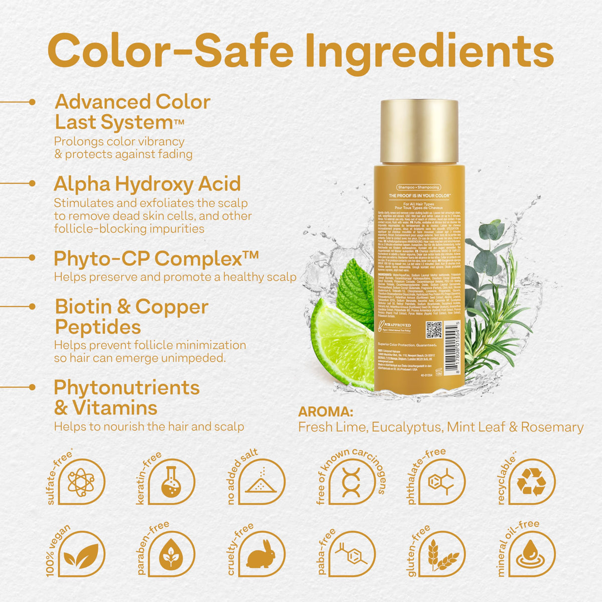 ColorProof shampoo lather close-up demonstrating cleansing texture and gentle foam