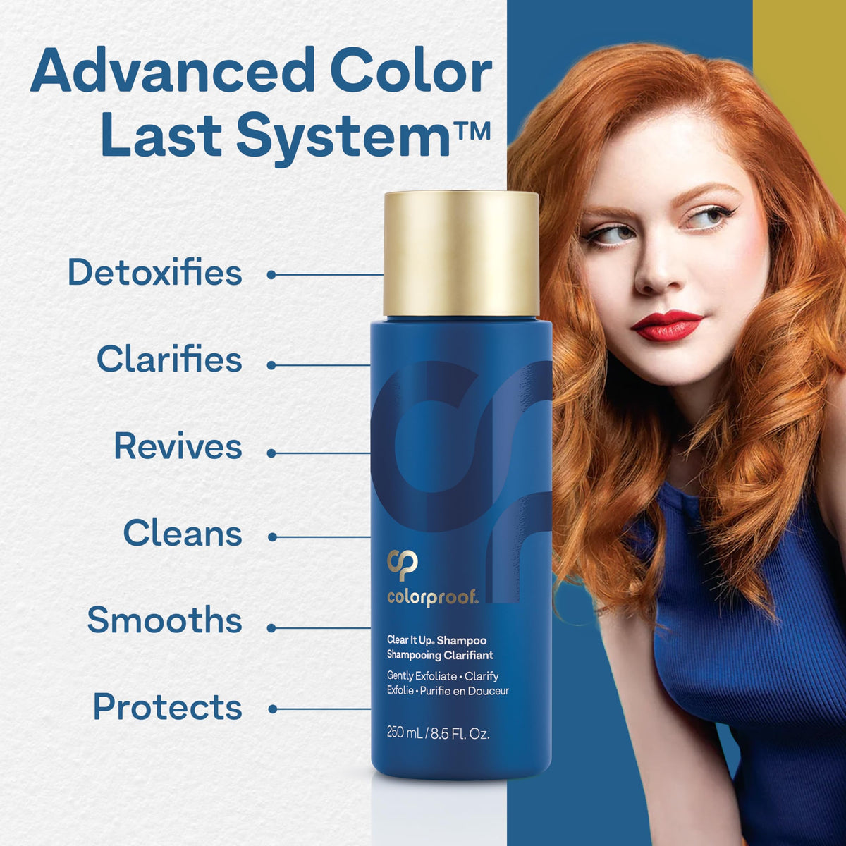ColorProof bottle beside hands for size reference and portability benefit