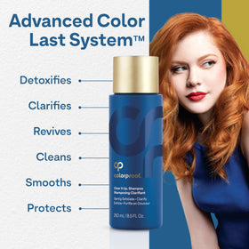 ColorProof bottle beside hands for size reference and portability benefit