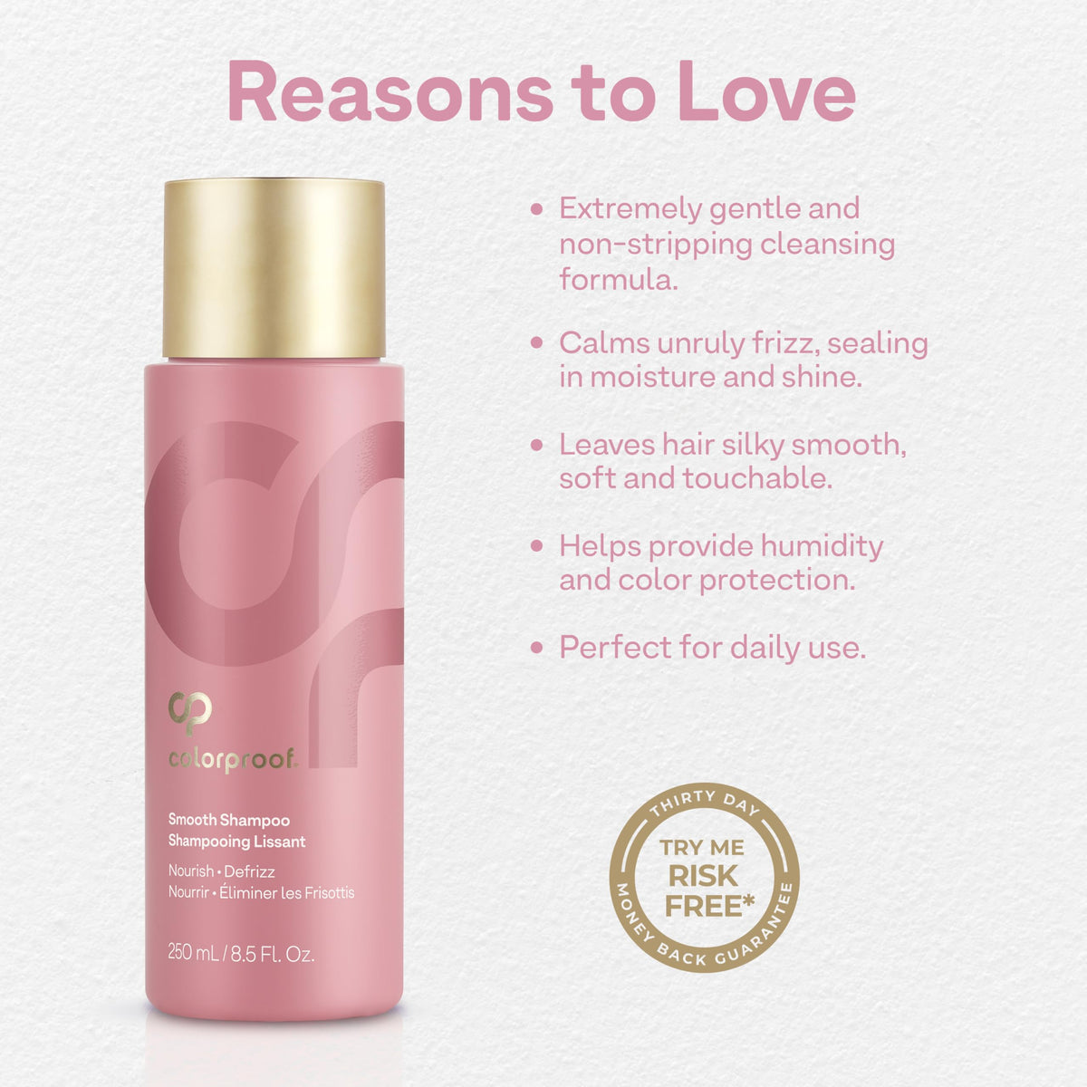 ColorProof Smooth Shampoo pouring foam texture demonstrating gentle lather