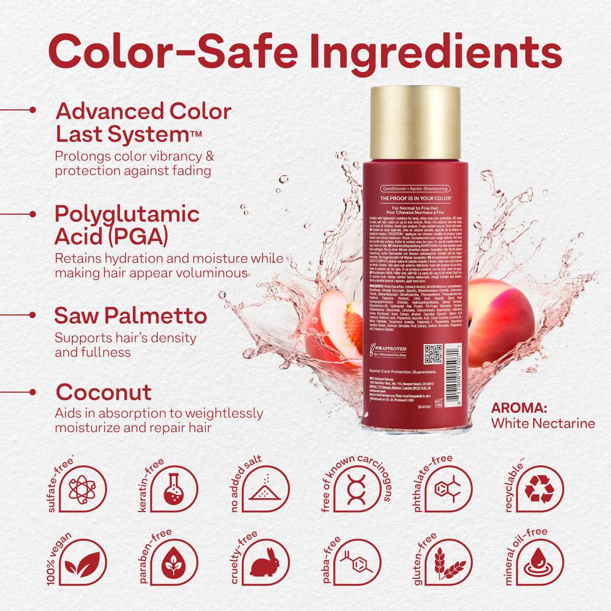 ColorProof back label with ingredients list and color-protection benefits