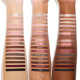 ColourPop After Hours metallic and glitter swatches on skin showing reflective sparkle