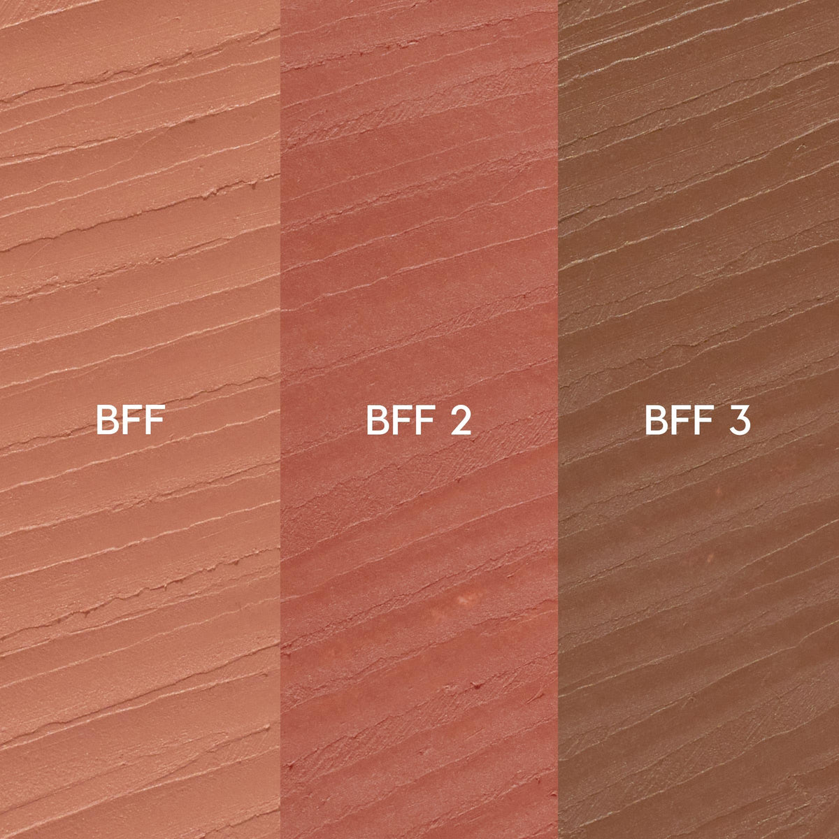 ColourPop three Lippie Pencils laid out flat, showing length and shade differences for easy selection