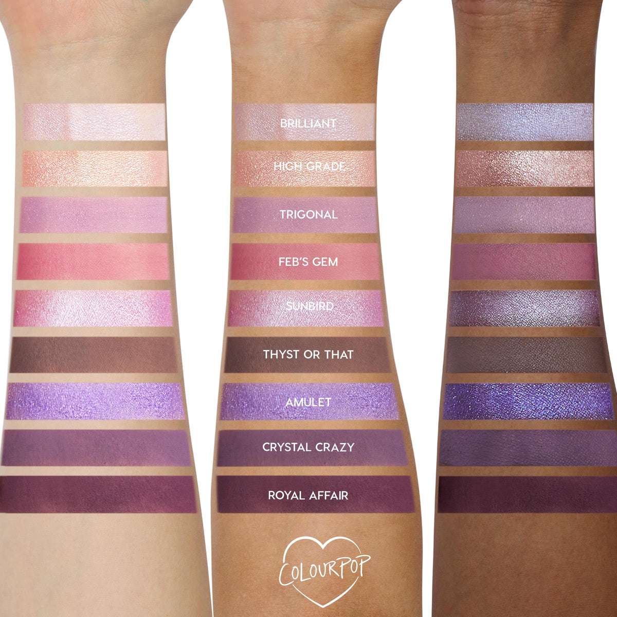 ColourPop close-up of opalescent duo-chrome shade showing iridescent pink-violet shift