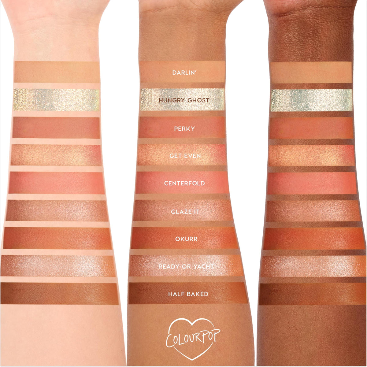 ColourPop baby got peach in-use eye look highlighting wearable orange-coral makeup