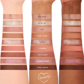 ColourPop metallic shade applied on lid illustrating bright reflective finish
