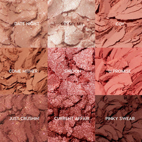 ColourPop open pans overhead displaying eight finishes for versatile looks