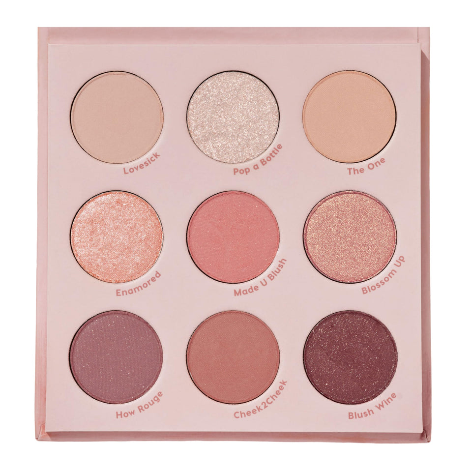 ColourPop front view of closed Blush Crush palette showing compact design and branding, travel-friendly