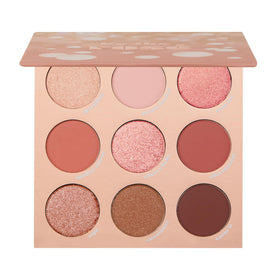 ColourPop palette front open showing all rosé shades and finishes, easy selection benefit