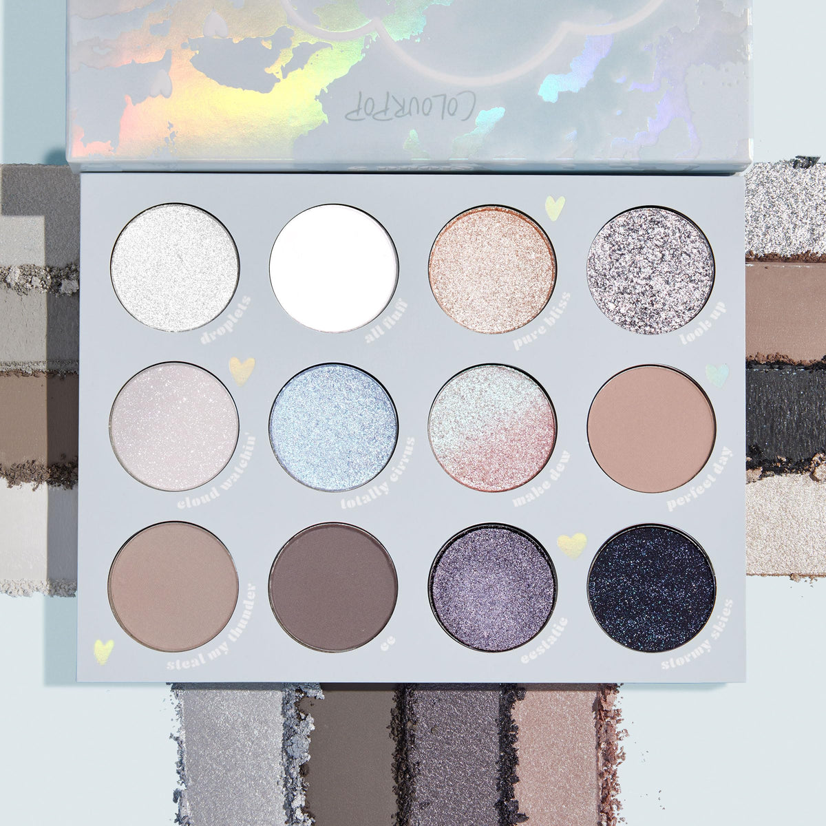 ColourPop Cloud 9 close-up of pans highlighting pigment intensity and finish