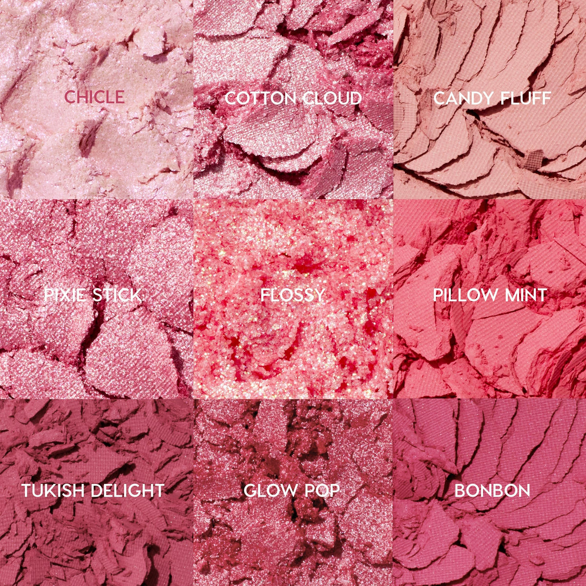 ColourPop Cloud Spun pan close-up displaying 12 shade finishes and precise pans, clarity benefit