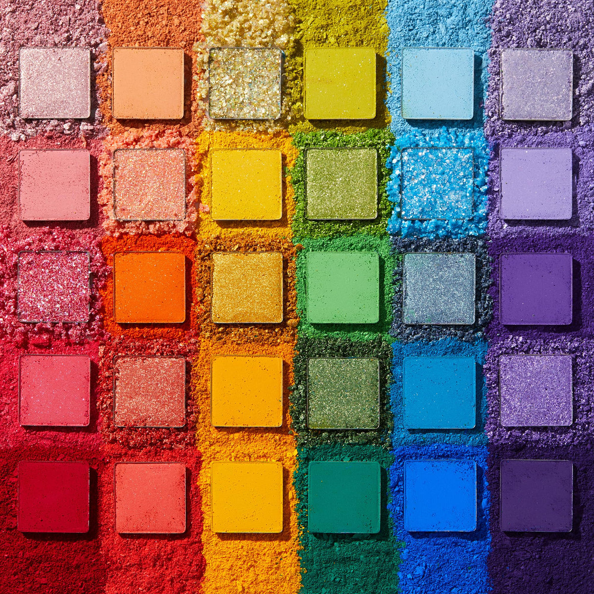 ColourPop open palette overhead view displaying diverse shades and finishes benefits mixing