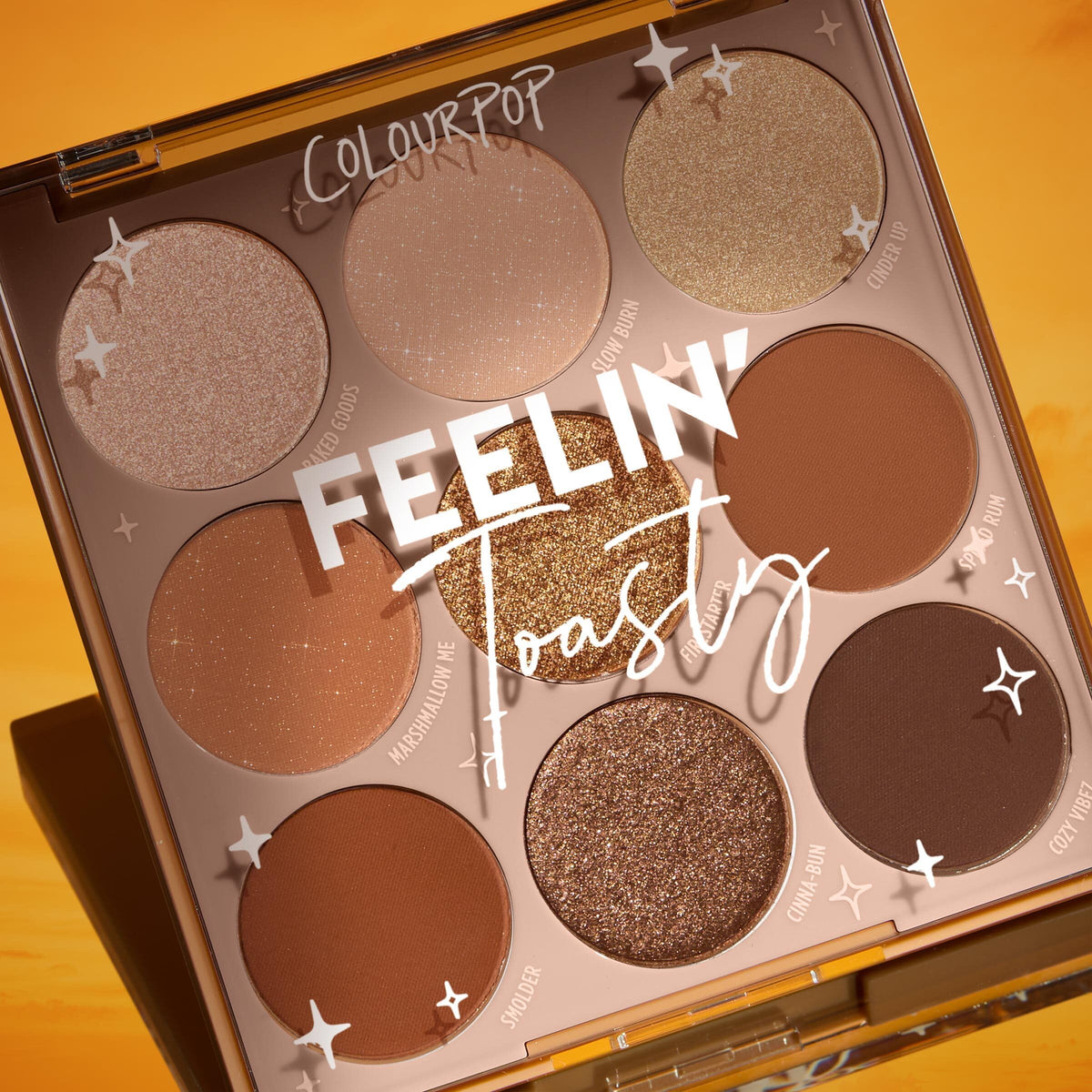 ColourPop Feelin' Toasty label close-up showing product name and cruelty-free benefit