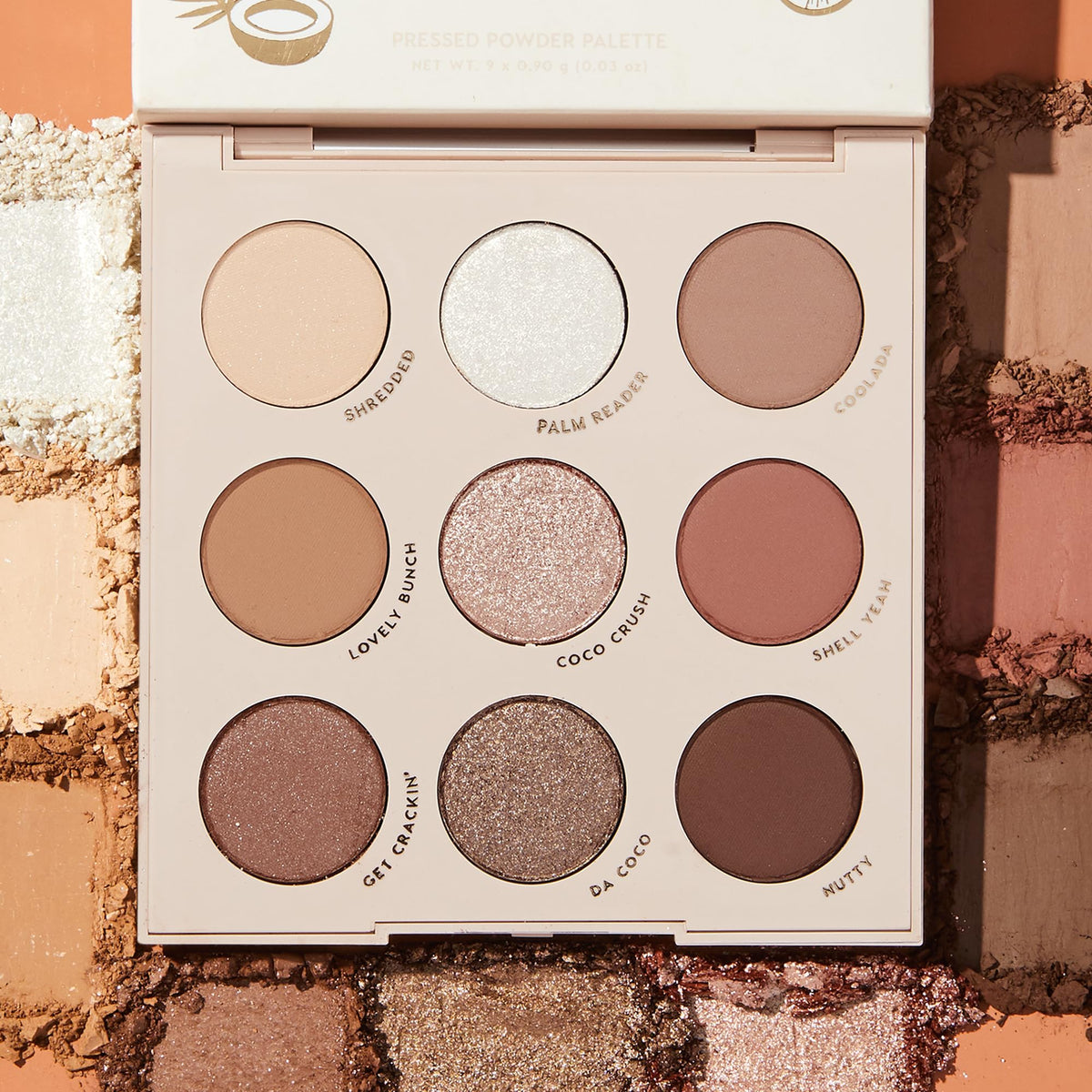 ColourPop size comparison next to a compact illustrating travel-friendly weight