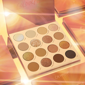 ColourPop palette beside a phone showing compact travel-friendly size benefit