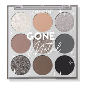 ColourPop Gone Metal front palette open showing multi-finish shades and easy portability