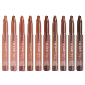 ColourPop Lippie Stix array open displaying diverse nude finishes for versatile looks