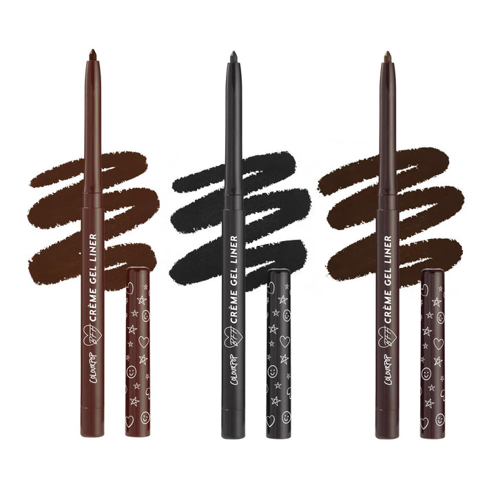ColourPop front packaging showing three matte neutral liners and benefits of long wear