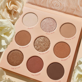 ColourPop palette applied with flat brush demonstrating strong color payoff for lid application