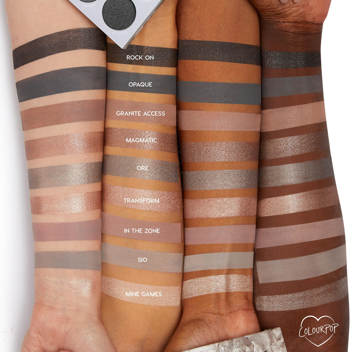 ColourPop metallic swatch detail reflecting light for high-impact lids