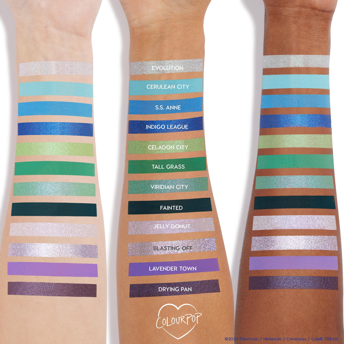 ColourPop pallet town scale next to hand shows compact size and travel convenience