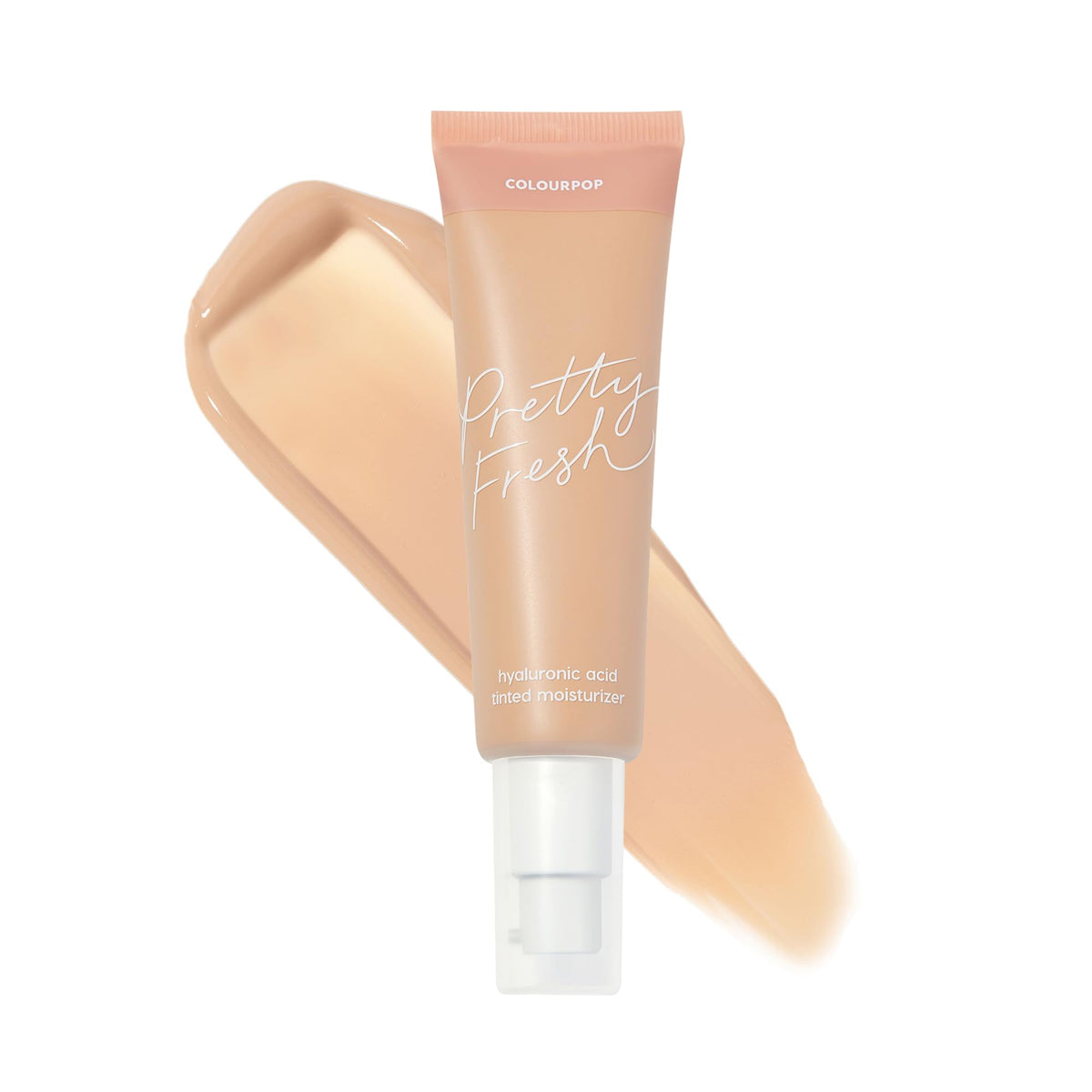 ColourPop front tube showing Pretty Fresh Light 8N shade and easy-pump convenience