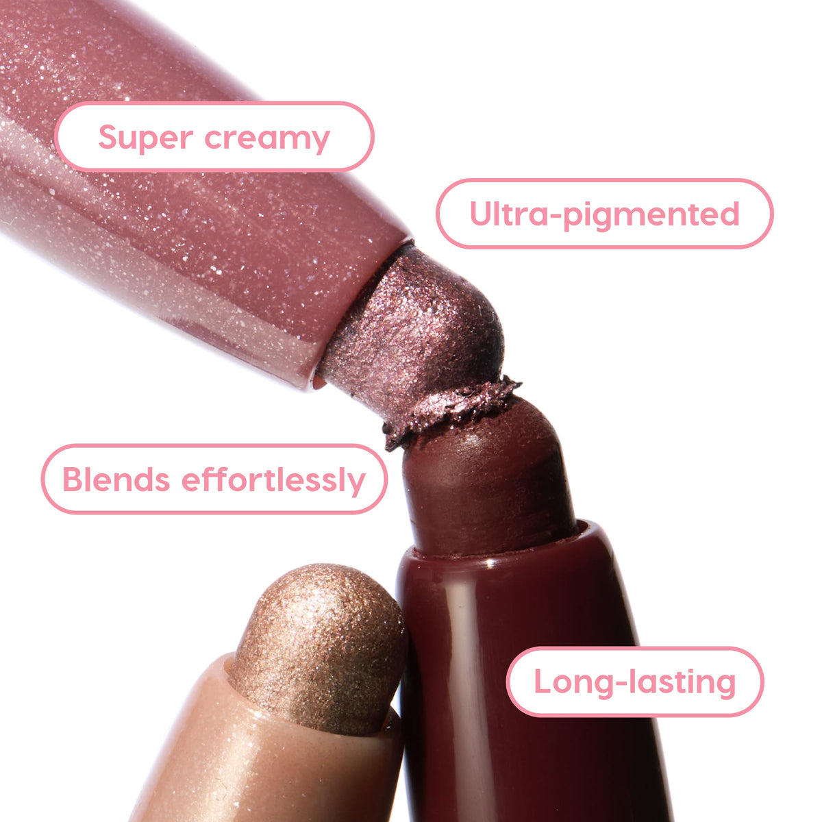 ColourPop arm swatches of three shades showing high pigment payoff