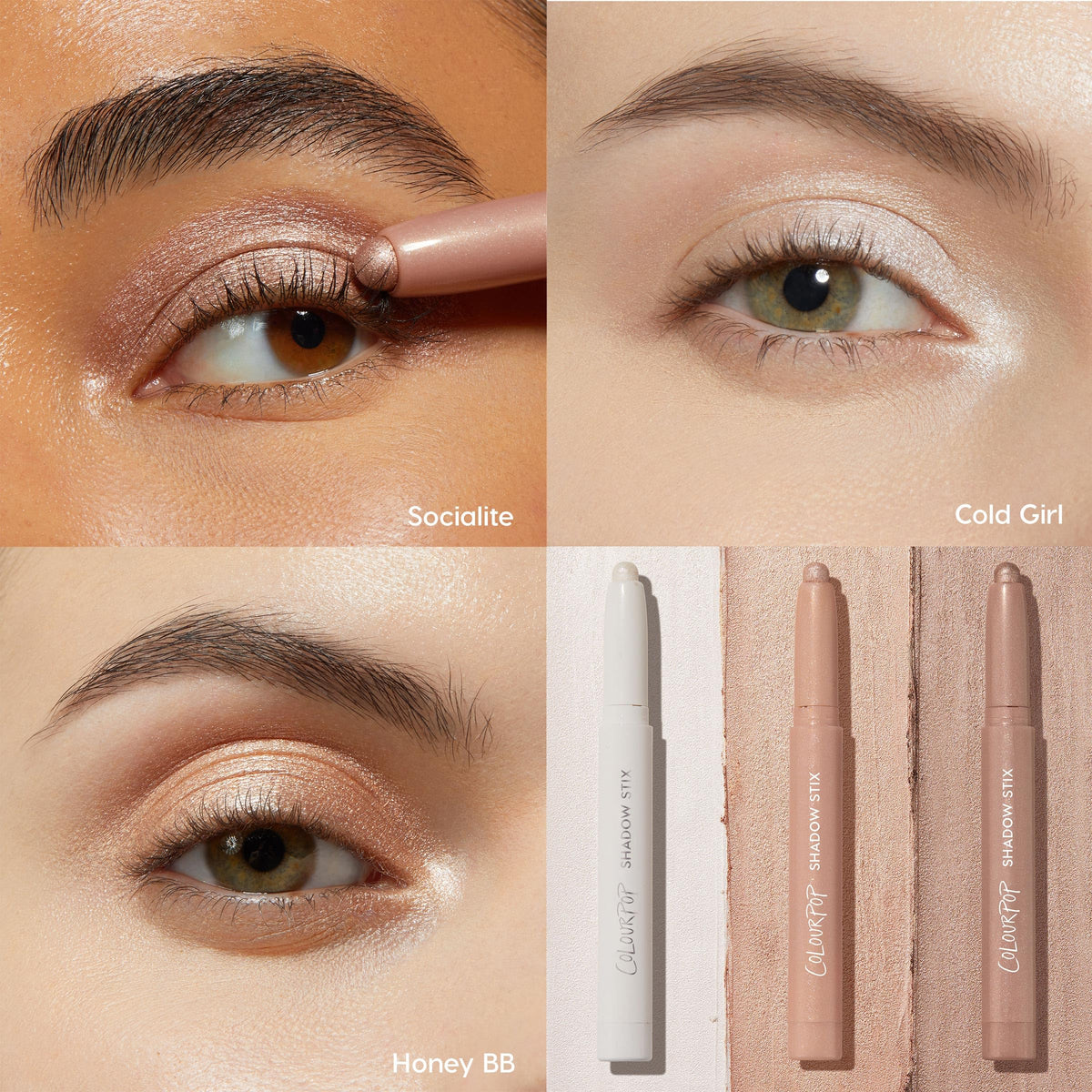 ColourPop styled on model for evening look with luminous neutrals