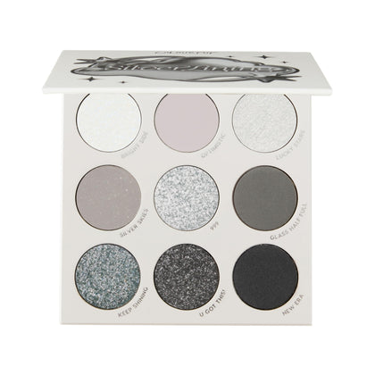 ColourPop front packaging showing 9 pan palette and compact case benefit travel ready