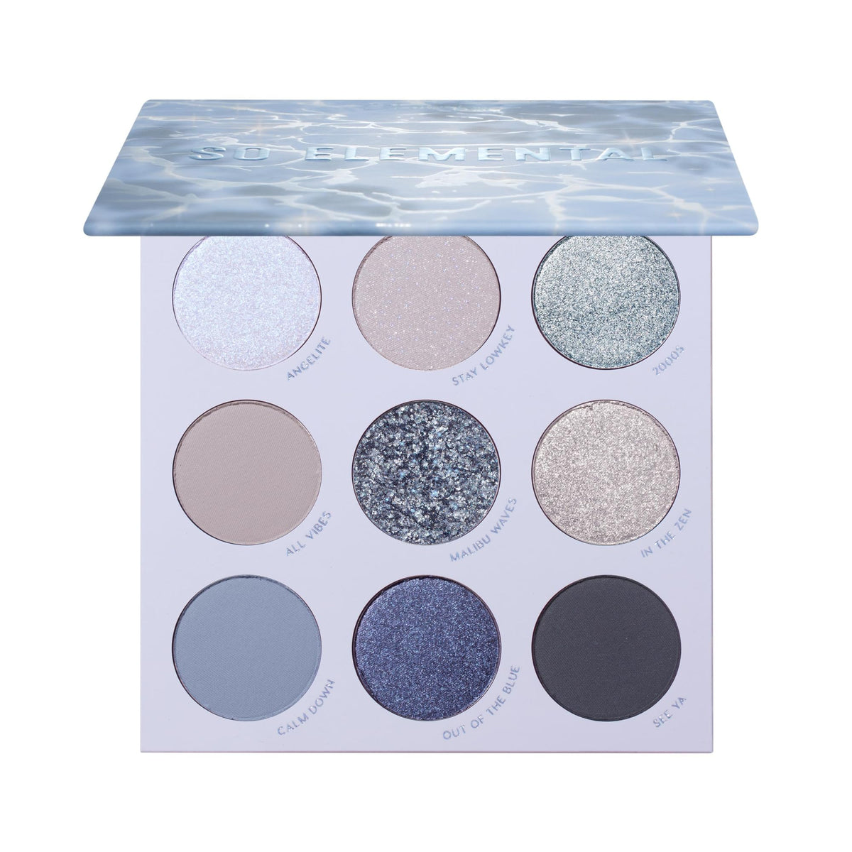 ColourPop So Elemental front packaging showing palette layout and shade range for easy selection