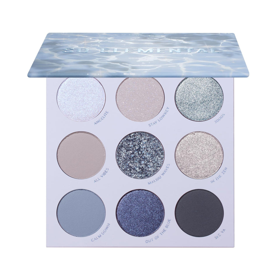 ColourPop So Elemental front packaging showing palette layout and shade range for easy selection