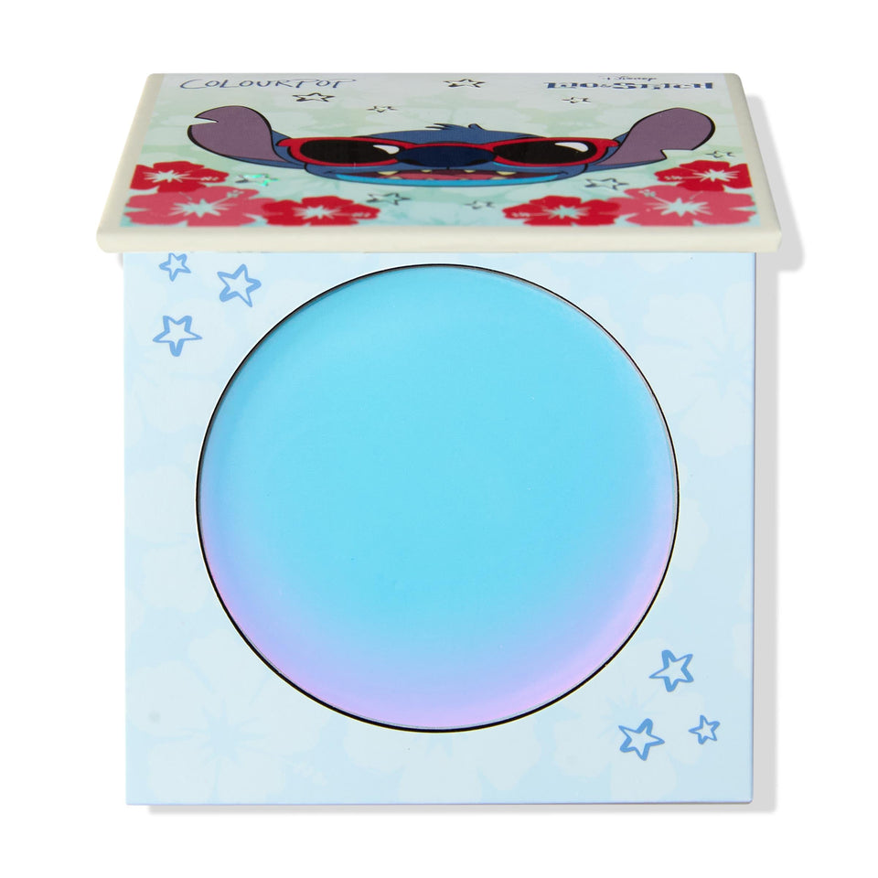 ColourPop x Stitch front view showing compact blush and container, playful limited-edition appeal