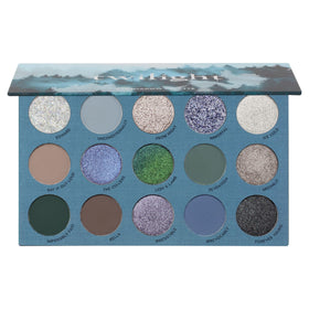 ColourPop Twilight palette front open showing all 15 shades and compact layout