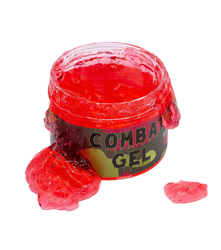 Combat Gel front jar showing watermelon label and strong hold benefit