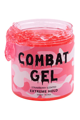 Combat Gel jar front view showing label and strawberry scent benefit