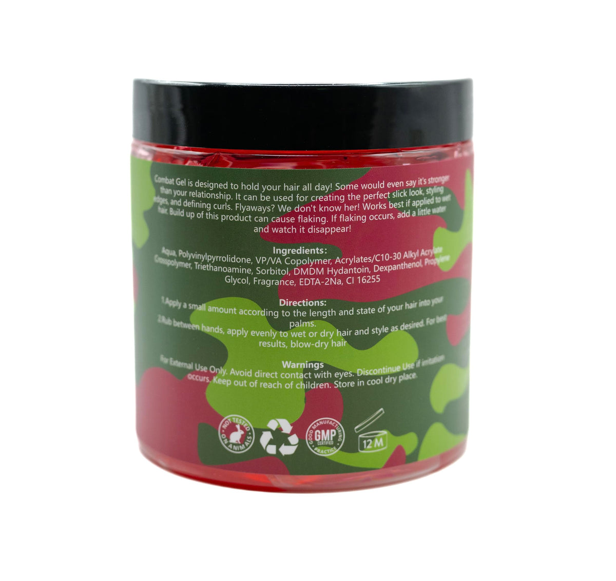 Combat Gel in use styling slick-back on model demonstrating long-lasting control