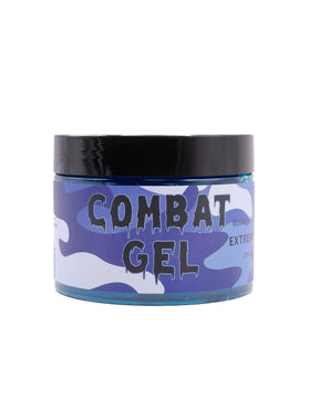 Combat Gel texture close-up showing smooth, non-flaky gel for strong hold