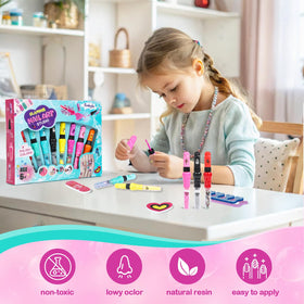 Combaybe fake nails and tools showing practice pieces that improve fine motor skills