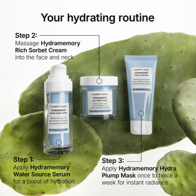 Comfort Zone serum next to Rich Sorbet Cream showing layering benefit