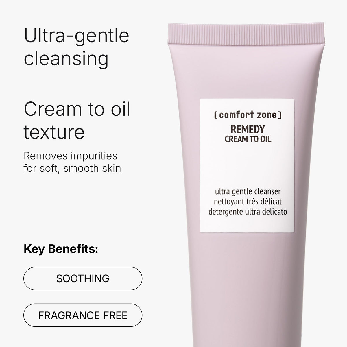 Comfort Zone cream texture close-up highlighting smooth formula and gentle cleansing benefit