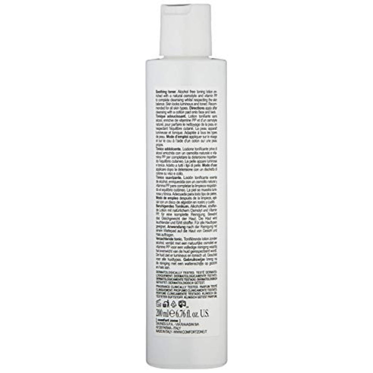 Comfort Zone dispensing toner from open cap, illustrates easy controlled application