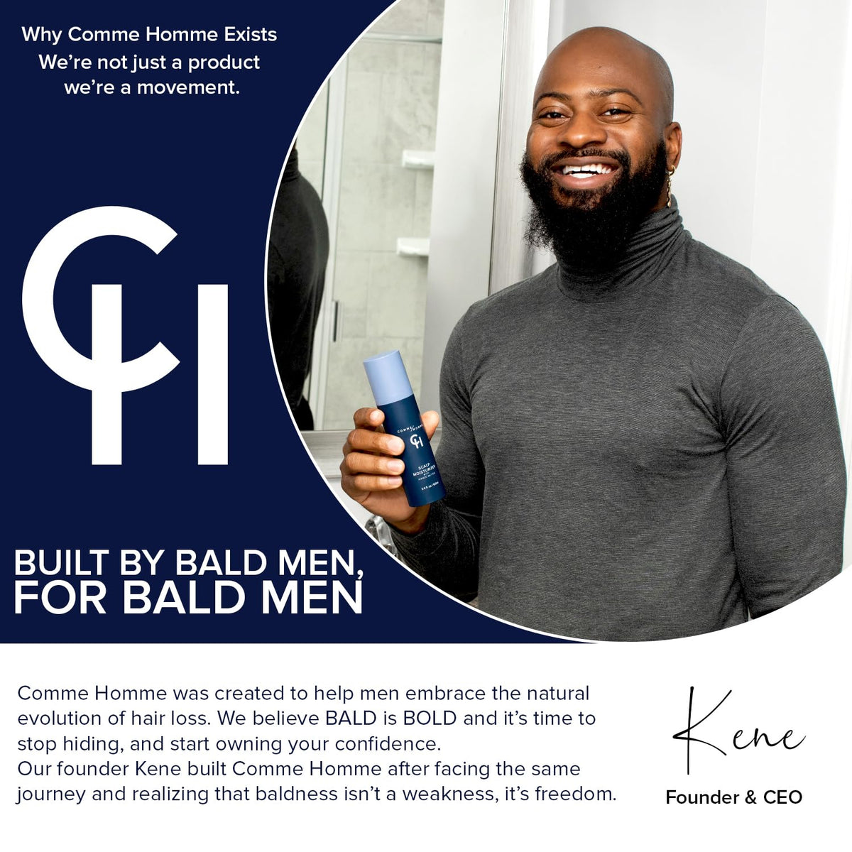 Comme Homme after-shave scalp showing smooth, refreshed skin and reduced buildup